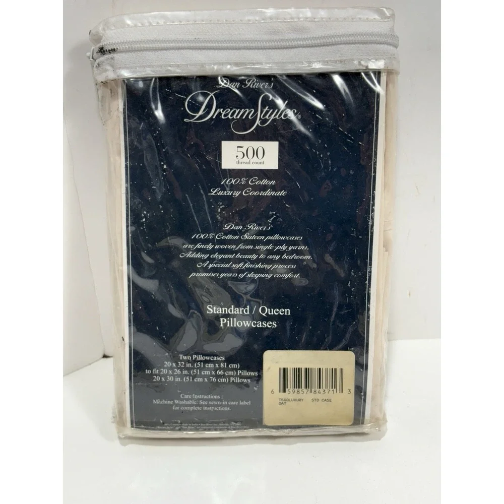 Dan‎ River's Dream Styles 500 thread count 2 Queen Oat Ivory Luxury Pillowcases